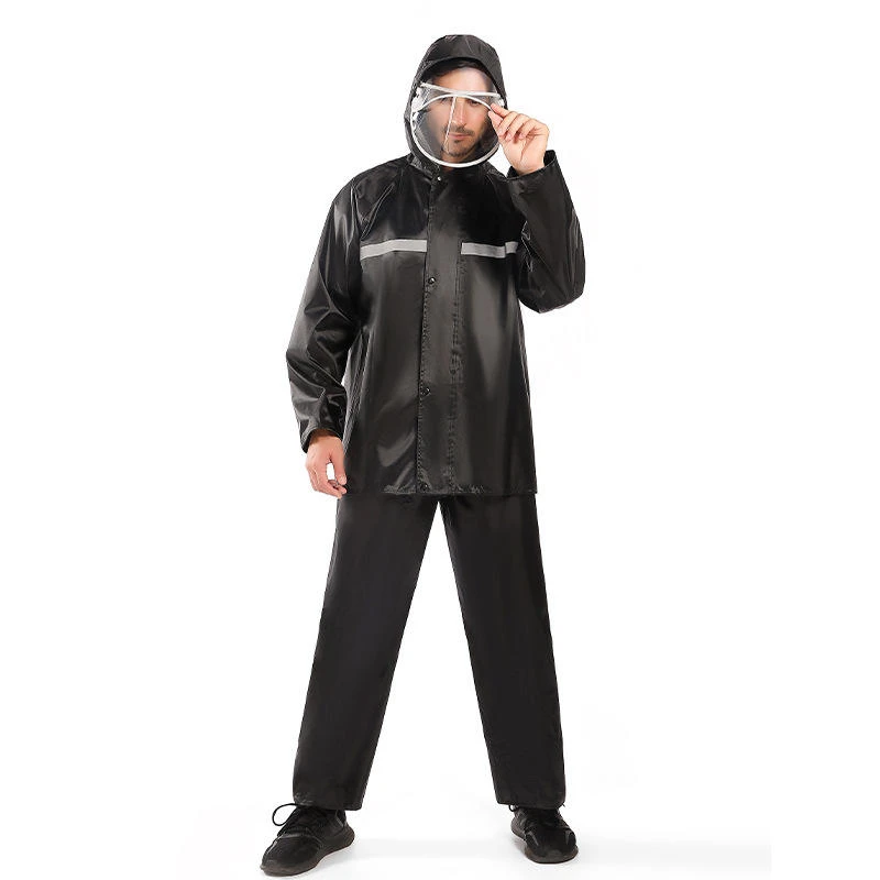 Heavy duty reflective rain suit with waterproof jacket and pants for outdoor work Heavy duty reflective rain suit with waterproof jacket and pants for outdoor work